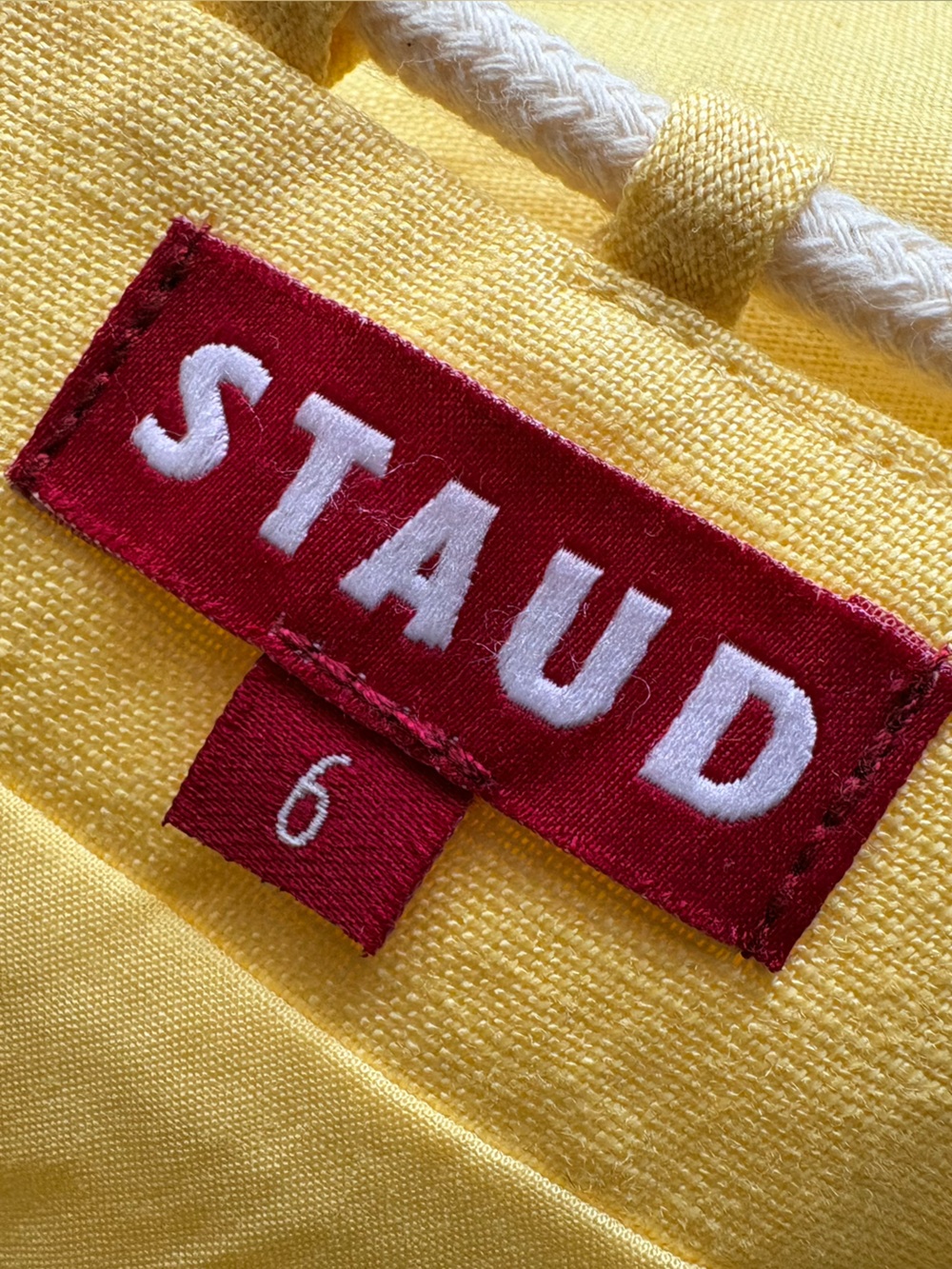 STAUD Ariana Yellow Linen Scalloped Hem Mini Skirt Size 6 - Picture 7 of 13